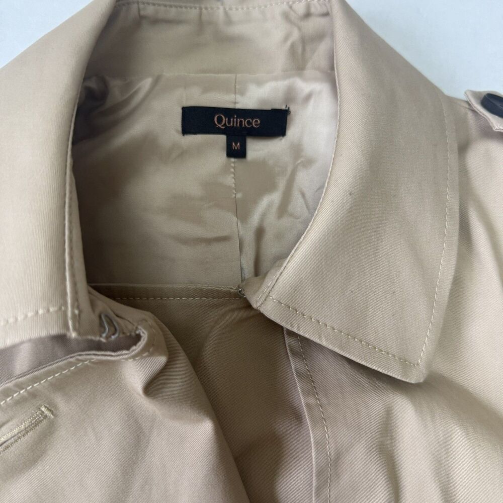 Quince Women Comfort Stretch Short Trench Coat Tan Khaki Outerwear Medium - Picture 3 of 14